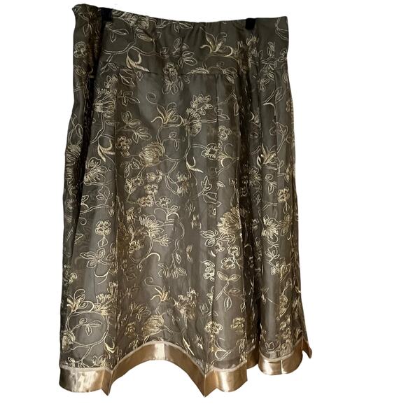Coldwater Creek Gold Embroidered Midi Skirt great for holidays- women’s large - Picture 3 of 7